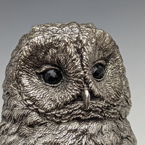 純銀雕塑貓頭鷹對象 385 克英國鄉村藝術家