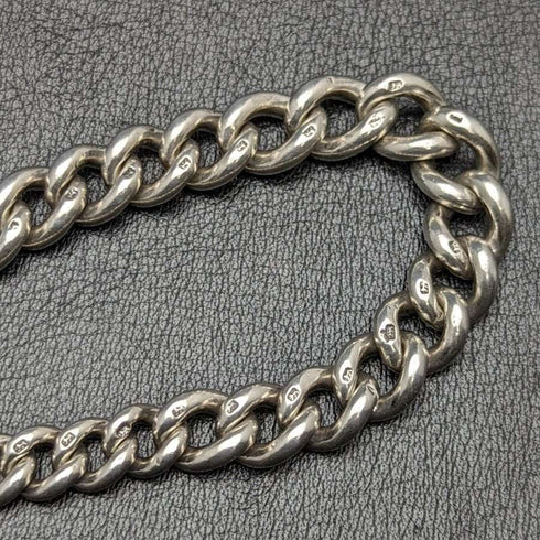 1920s British Antique Extra Thick Pure Silver (925 Silver) Albert Chain 75g Medal Fob