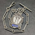 Cerca de 1920, cadena Albert antigua británica de plata esterlina (plata 925), 37 g, con medalla de dije