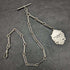 Cerca de 1920, cadena Albert antigua británica de plata esterlina (plata 925), 37 g, con medalla de dije