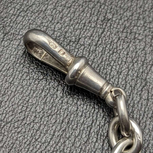 Cerca de 1920, cadena Albert antigua británica de plata esterlina (plata 925), 37 g, con medalla de dije