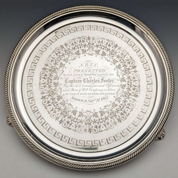 1863年 英国アンティーク 純銀(925シルバー) サルヴァ 直径21cm 350g Hawkesworth Eyre
