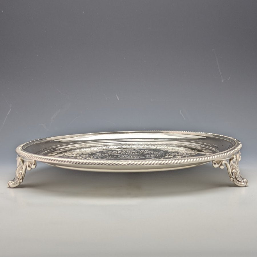1863年 英国アンティーク 純銀（925シルバー） サルヴァ 直径21cm 350g