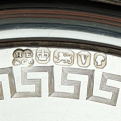 1863 年英國古董純銀(925 銀)Salva 直徑 21cm 350g Hawkesworth Eyre