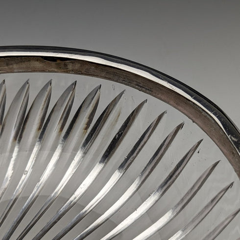 1909 年英國古董純銀裝飾大號切割玻璃碗 1265 克 Henry Manton