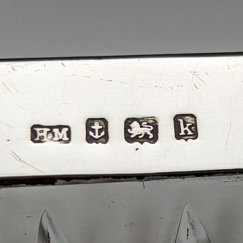 1909 年英國古董純銀裝飾大號切割玻璃碗 1265 克 Henry Manton