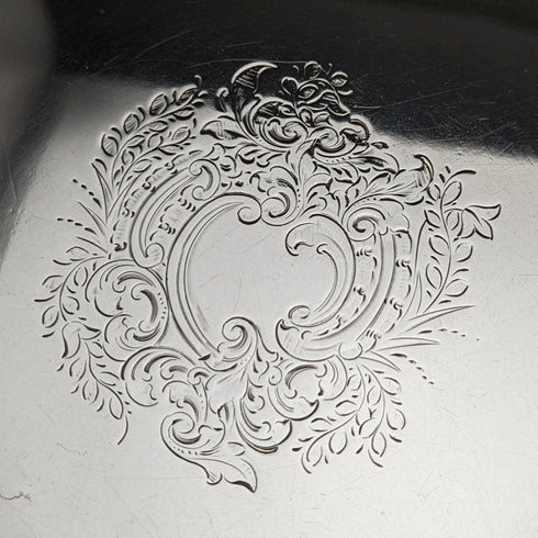 1904年 英国アンティーク 純銀(925シルバー) サルヴァ 直径24.5cm 454g William Hutton