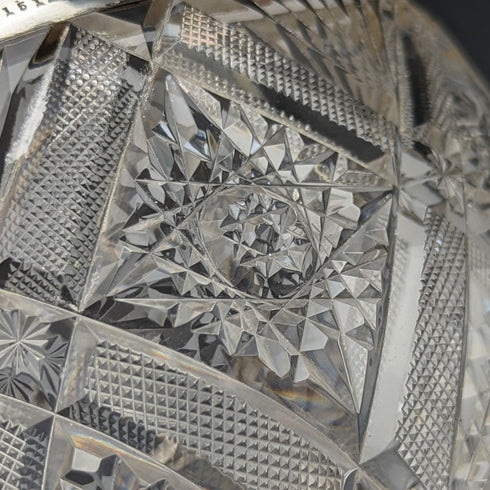 1910 年英國古董純銀邊緣切割玻璃水果碗 1853 克 John Grinsell & Sons