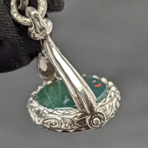 1900 年左右英國古董純銀阿爾伯特鏈 41 克 2 色天然寶石旋轉表扣