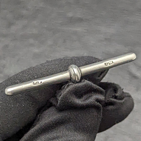 1900 年左右英國古董純銀阿爾伯特鏈 41 克 2 色天然寶石旋轉表扣