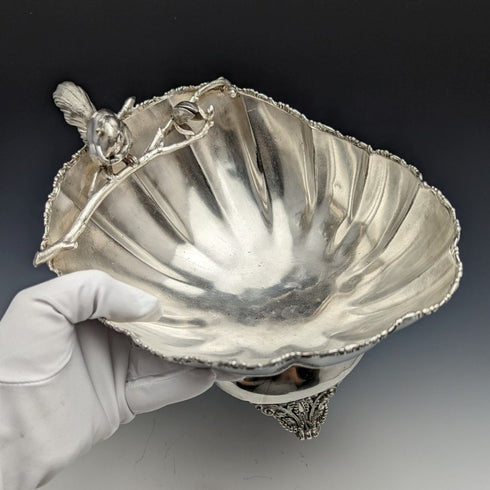 19 世紀末美國古董鍍銀松鼠裝飾堅果碗碟 481 克