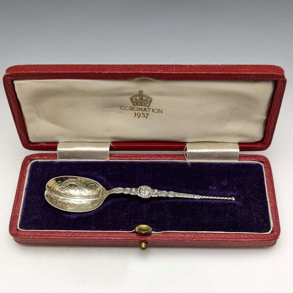 1936年 英国ヴィンテージ 純銀(925シルバー) アノイティングスプーン Roberts&Belk 箱入り