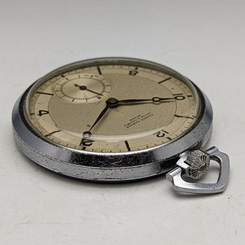 (整備済)ヴィンテージ 動作良好 ユリス・ナルダン アールデコ ステンレスケース 懐中時計