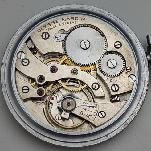 (整備済)ヴィンテージ 動作良好 ユリス・ナルダン アールデコ ステンレスケース 懐中時計