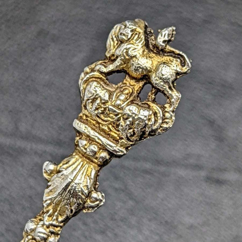 Par de cucharas conmemorativas de la coronación de Jorge VI, plata de ley (925) vintage británica de 1937, Barnard & Sons