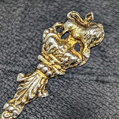 Par de cucharas conmemorativas de la coronación de Jorge VI, plata de ley (925) vintage británica de 1937, Barnard & Sons