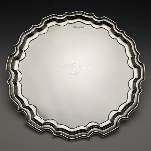 1929 年英國復古純銀(925 銀)Salva 直徑 26cm 521g Walker & Hall