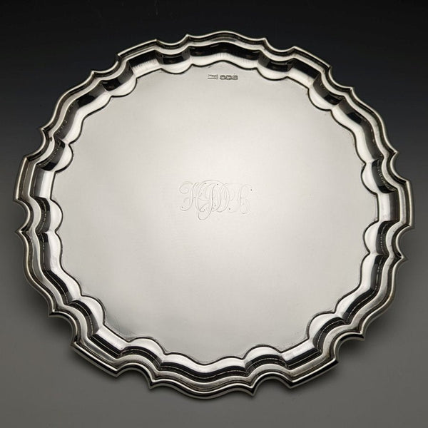 1929 年英國復古純銀(925 銀)Salva 直徑 26cm 521g Walker & Hall