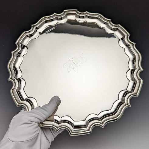 1929 年英國復古純銀(925 銀)Salva 直徑 26cm 521g Walker & Hall