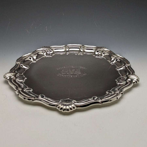 1905年 英国古董纯银(925银)托盘 直径25.5cm 397g