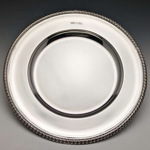 1928년 영국 빈티지 순은(925 실버) 디너 플레이트 지름 23.5cm 496g Walker&Hall