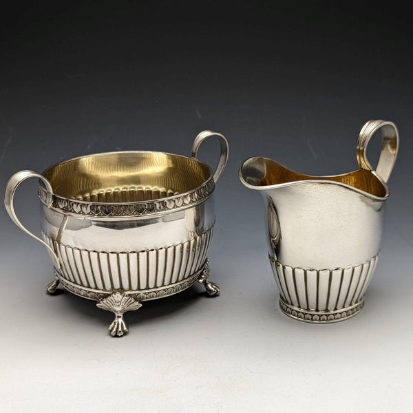 1909 antique Swedish pure silver (800 silver) sugar pot & cream jug set total 367g