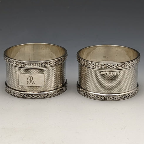 Around 1960 British Vintage Pure Silver (925 Silver) Napkin Ring Pair WH Manton Boxed