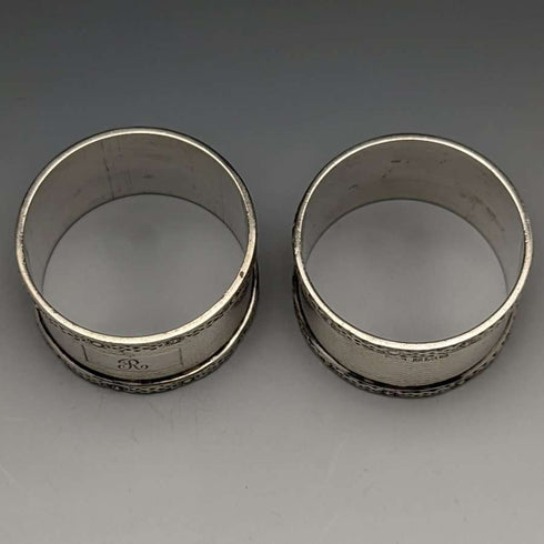 Anillo de servilleta de plata de ley (925) vintage, Reino Unido, alrededor de 1960, par, WH Manton, en caja