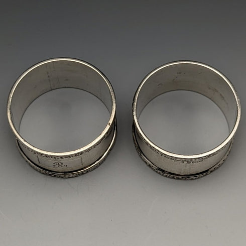 Around 1960 British Vintage Pure Silver (925 Silver) Napkin Ring Pair WH Manton Boxed