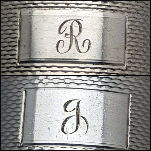 Anillo de servilleta de plata de ley (925) vintage, Reino Unido, alrededor de 1960, par, WH Manton, en caja