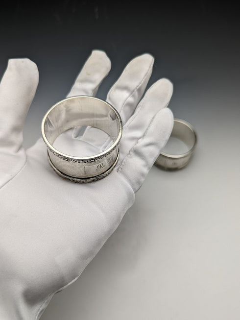 Around 1960 British Vintage Pure Silver (925 Silver) Napkin Ring Pair WH Manton Boxed