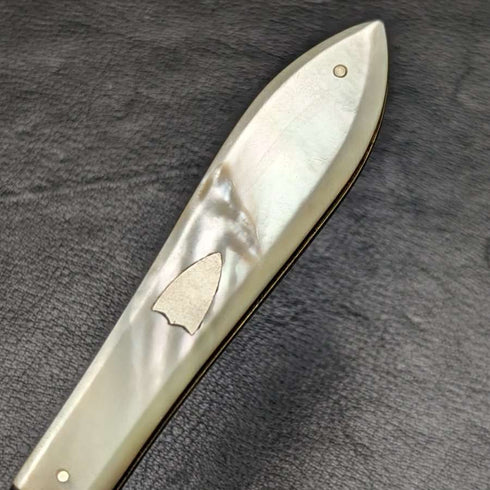 1926 British Vintage White Pearl Shell Handle Pure Silver Blade Folding Pen Knife Harrison Fisher