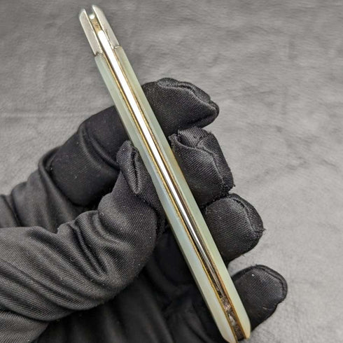 1926 British Vintage White Pearl Shell Handle Pure Silver Blade Folding Pen Knife Harrison Fisher