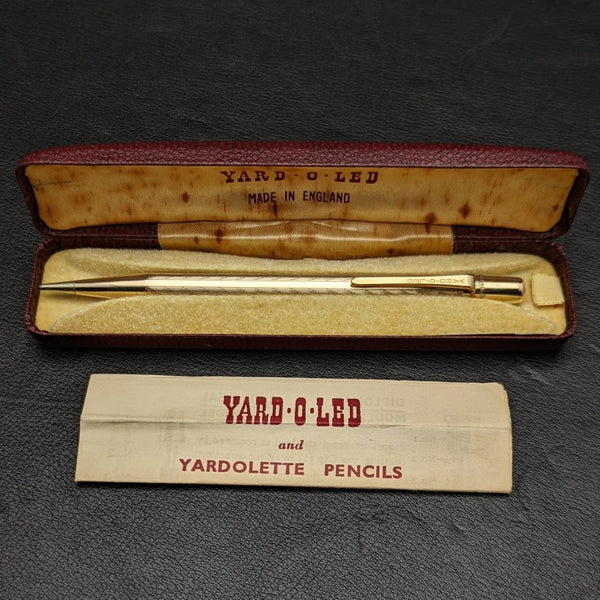 British Vintage Yard O Red Rolled Gold Propelled Pencil Boxed