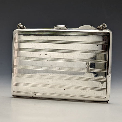 1913 年英國古董純銀名片夾帶鏈條 73 克 William Henry Sparrow