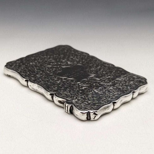 1884年 英国アンティーク 純銀(925シルバー)フローラル彫刻 カードケース 68g George Unite