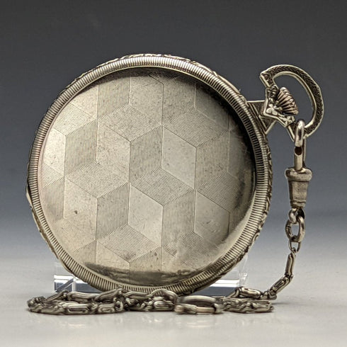 ヴィンテージ 動作良好 シーマ シルバープレートケース 機械式 懐中時計 チェーン付き