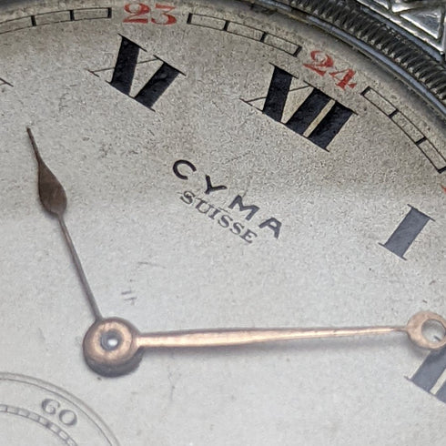 ヴィンテージ 動作良好 シーマ シルバープレートケース 機械式 懐中時計 チェーン付き