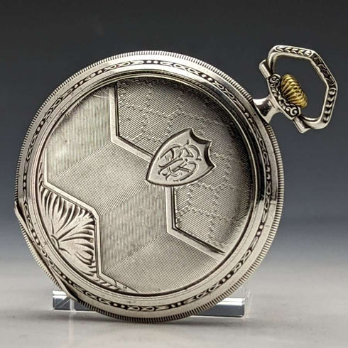 Vintage Good Working Swiss Saturno Art Deco Decorated Silver Side Pocket Watch
