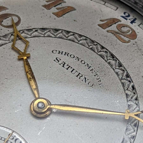 Vintage Good Working Swiss Saturno Art Deco Decorated Silver Side Pocket Watch
