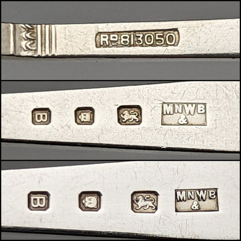 1937 British Vintage Pure Silver (925 Silver) 6 Teaspoons & Sugar Shovel Set in Case Mappin & Webb