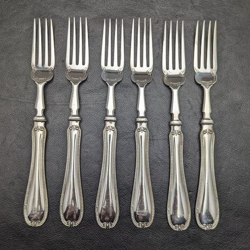 1879年 英国アンティーク シルバープレート 薄型カトラリー 12x2セット Elkington 木箱入り