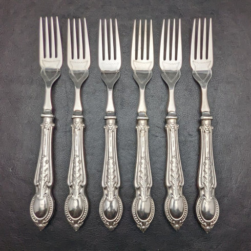 1929年 英国ヴィンテージ 純銀(925シルバー) ハンドル フィッシュカトラリー6x2&サーバセット CH Beatson 木箱入り