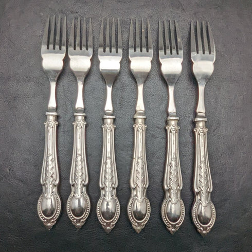 1929年 英国ヴィンテージ 純銀(925シルバー) ハンドル フィッシュカトラリー6x2&サーバセット CH Beatson 木箱入り