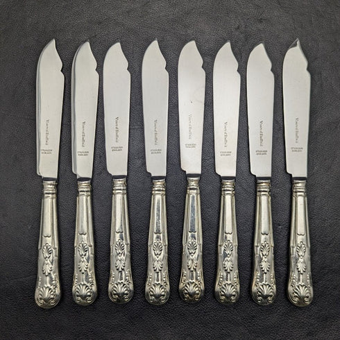 英國復古鍍銀手柄不銹鋼刀片餐具 8x2 套裝 Viners