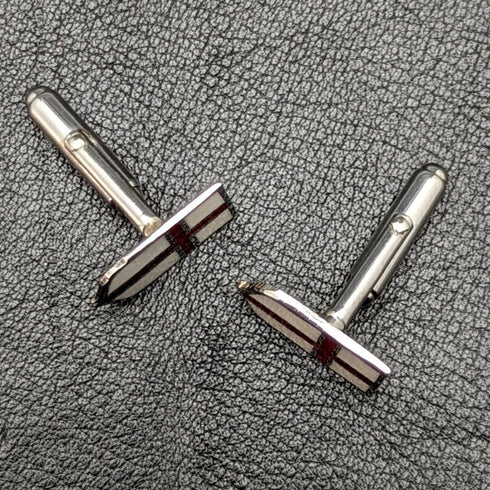 British Vintage Sterling Silver Red Cross Design Cufflinks