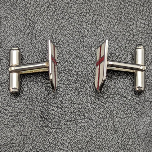 British Vintage Sterling Silver Red Cross Design Cufflinks
