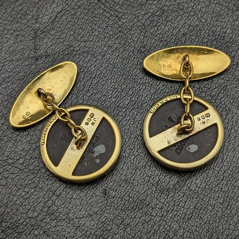 英国ヴィンテージ ウェッジウッド馬レリーフ 純銀製 カフリンクス ゴールド装飾