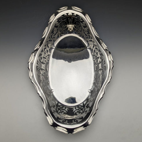 1903 年英國古董純銀(925 銀)精美耳環盤籃 336 克威廉姆斯伯明翰