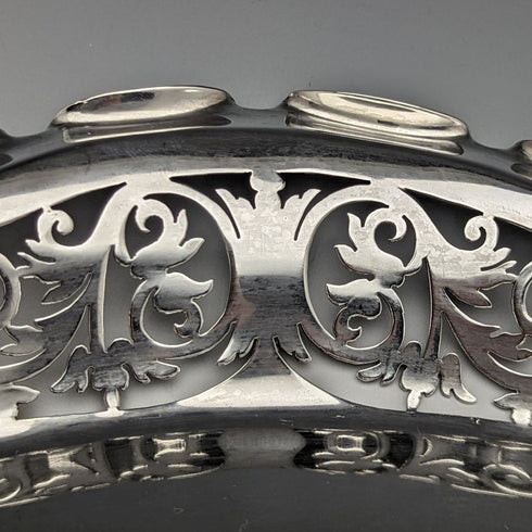 1903 年英國古董純銀(925 銀)精美耳環盤籃 336 克威廉姆斯伯明翰